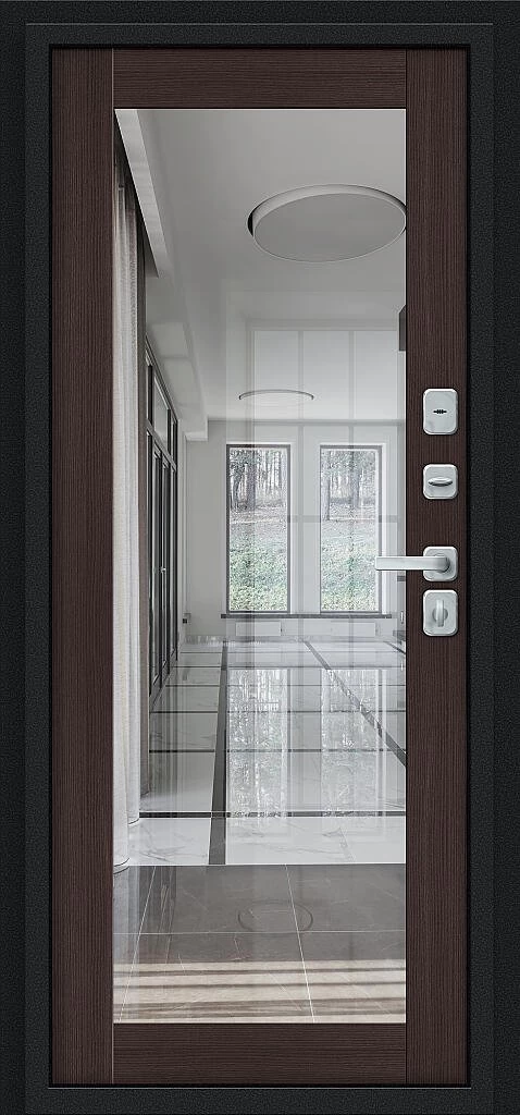 Входная дверь Thermo Флэш МФ/BChrome Букле черное/Wenge Melinga BR6216 внутренняя сторона