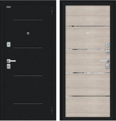 Дверь Браво Лайн/BChrome Букле черное/Cappuccino Melinga